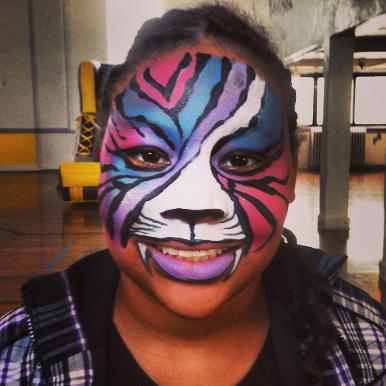 Bright colored Tiger face painting