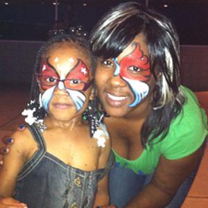 Mom and daughter face paintings